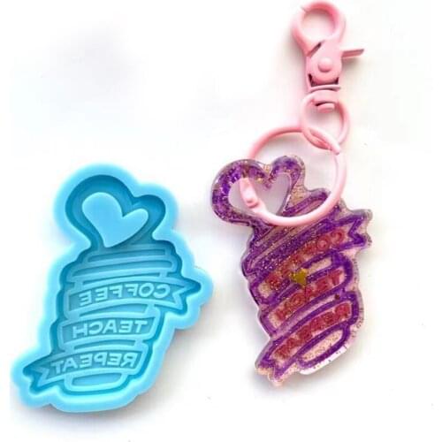 Love Heart Ice Cream Keychain Epoxy Resin Mold Jewelry Pendant Silicone Mould DIY Crafts Ornaments Casting Mold