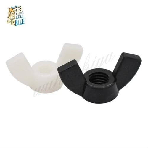 M3 M4 M5 M6 M8 M10 M12 DIN315 Hand Tighten Black And White Nylon Nut Wingnut Butterfly Nut Ingot Plastic Wing Nuts