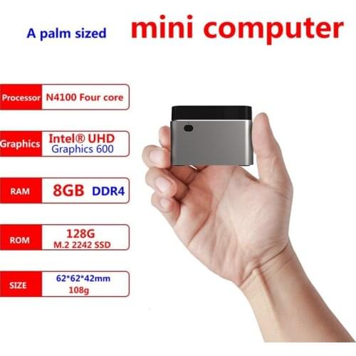 Mini PC Intel Celeron N4100 Quad-Core 8GB LPDDR4 128GB SSD 2.4G/5.0G WiFi Bluetooth 4.2 60Hz 4K Computer Windows 10