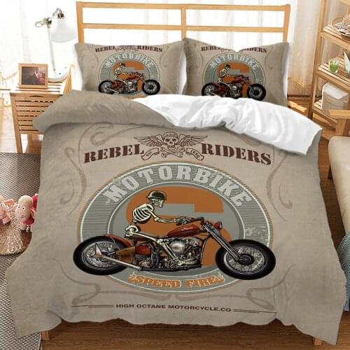 3D Printing Marilyn Monroe Skull Motorcycle Bedding Set Duvet Cover Bed Set Double Large King Home Textiles Kawaii Bedding