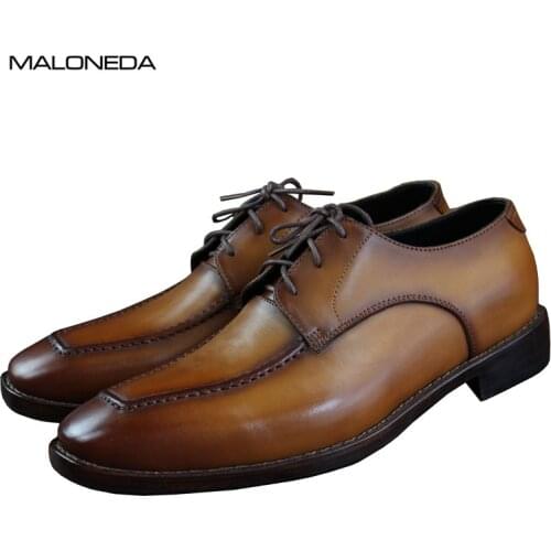 MALONEDA Handmade Threading High-quality Goodyear Handcraft Genuine Leather Formal Dress Derby Shoes for Men Business Office