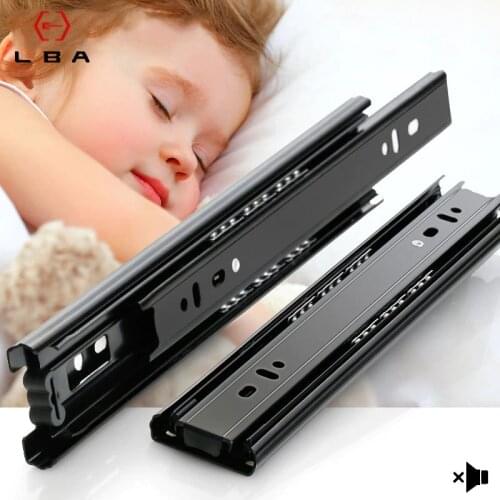 Furniture Hardware Drawer Slide Rails Durable Buffer Stainless Steel Cabinet Three Section Home With Damper Smooth Slide