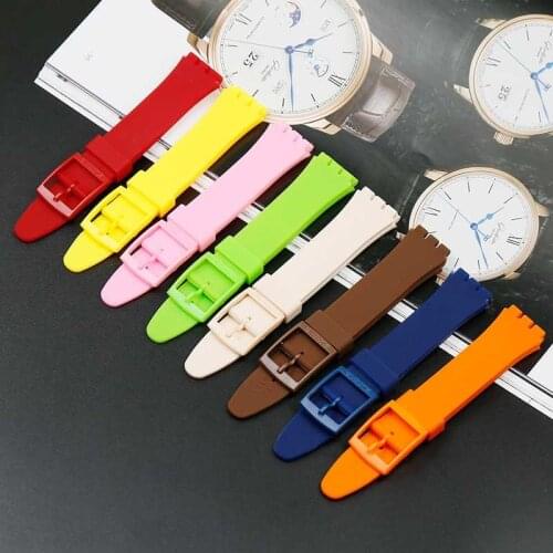 Watch Accessories For Swatch SUOB704 SUOW701 SUOZ147/Z148 GB274 GW164 17mm 19mm Soft Silicone Strap Replacement Bracelet Band