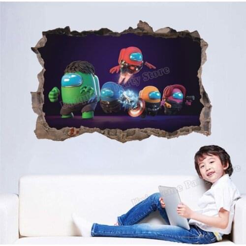 Among of Us Wall Stickers Hot Game 3D PVC Poster Removable Mural Sticker Cartoon Wall Decal Bedroom Home door Decoration Gift