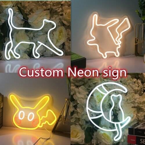 Neon Sign Name Custom Night Light Usb Aesthetic Room Decor for Girls Boy Kids Bedroom Birthday Led Lamp Anime Wall Home Cartoon