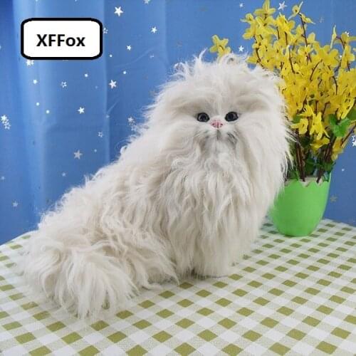 New real life sitting cat model plastic&furs white Persian cat doll gift about 28x18x21cm xf1440