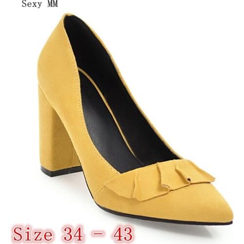 Square High Heel Shoes Women Pumps Stiletto Woman Office Career Shoes High Heels Plus Size 34 - 40 41 42 43