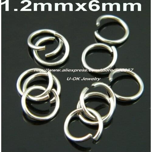 1.2mm*6mm 100pcs 316L Stainless Steel Open Jump Rings Fashion DIY Jewelry Findings Accessories F036