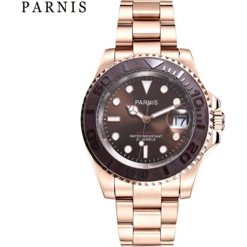 Parnis 40mm Automatic Miyota Movement Watch Men Luxury Brand Luminous Waterproof Sapphire Crystal Calendar Mechanical Watch
