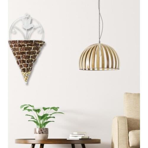 Hanging Basket Rustic Natural Rattan Vintage Flower Hanging Basket for Home