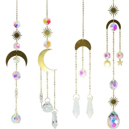 Hanging Crystals Prism for Windows Decoration Sun Moon Chandelier Parts DIY Home Wedding Decor Accessories