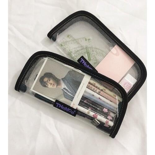 Korean girl personality transparent pencil case pvc simple and fresh student stationery box
