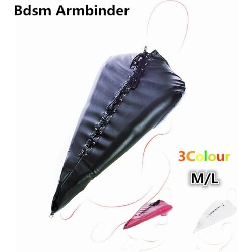 Plus Size Adjustable Leather Full Sleeve Armbinder Sex Toys of Tight Single Gloves Straight Jacket for Bdsm Bondage Fetish