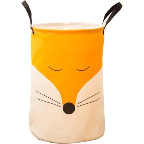 Folding Laundry Storage Basket Kids Toys Barrel Cartoon Fox Storage Bucket Laundry Organizer Dirty Clothes Washing Organization