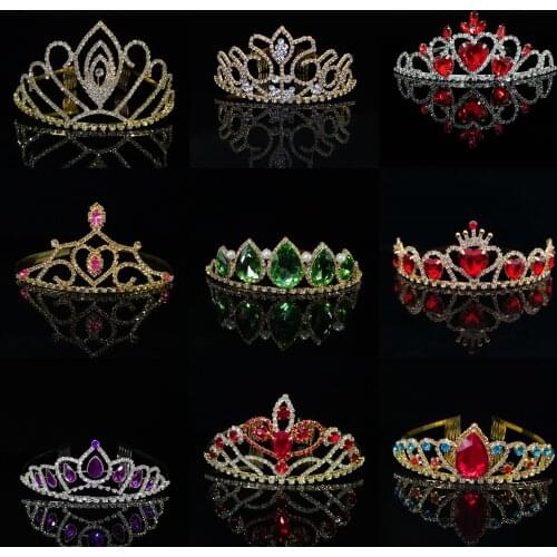 Bride Crystal Crown Crown Princess Golden Wedding Hair Jewelry Girl Birthday Hair Jewelry