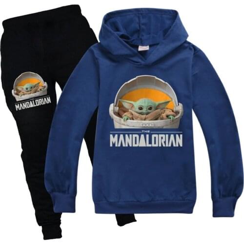Kids The Mandalorian Hoodies Boys Sweatshirts 2pcs Girls Tops Baby Yoda Christmas Clothes Casual Children Hooded Sportswear Suit