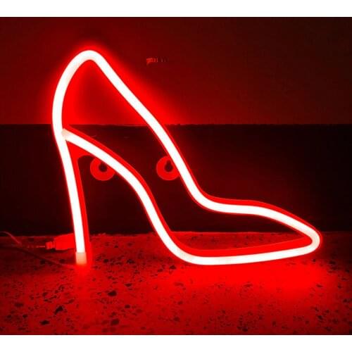 High Heel Shoes Neon Sign Light Wall Hanging Lamp Art Decor for Home Xmas Party Holiday Room Night Lamps