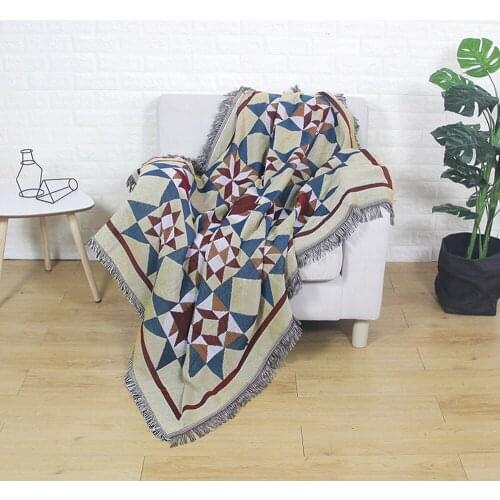 Geometric Pattern Vintage Decor Tapestry Village Jane Europe Leisure Outdoor Blanket Cotton Jacquard Home Sofa Covers Carpets