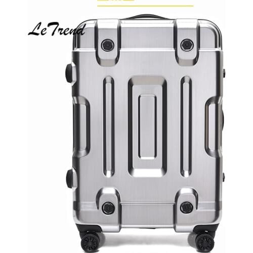 High-grade Rolling Luggage Aluminium Frame Trolley Solid Travel Bag 20' Women Boarding Bag Carry On Suitcases Trunk
