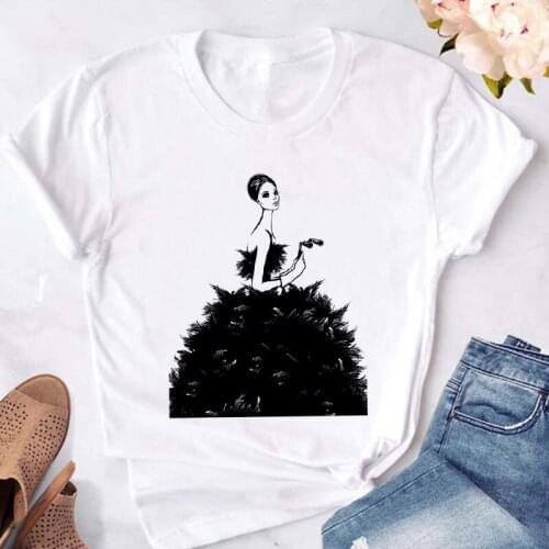 Women Casual Streetwear Clothes Vintage Tshirt women Summer T-shirt Top Tee Harajuku pretty lady images Printed T Shirts