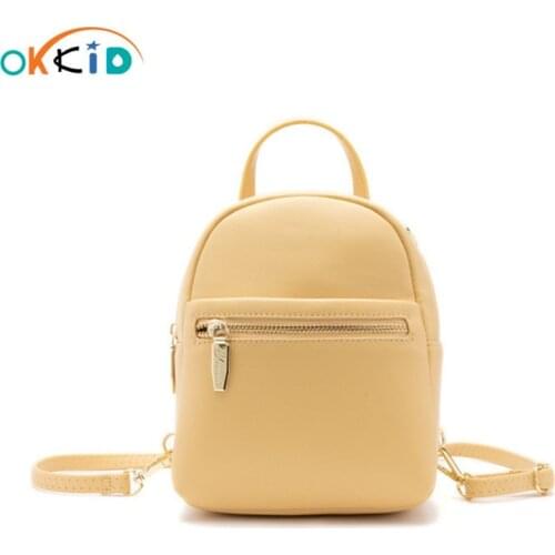 OKKID women small backpack female fashion yellow pink mini backpack PU leather shoulder bag casual phone bag mothers day gift