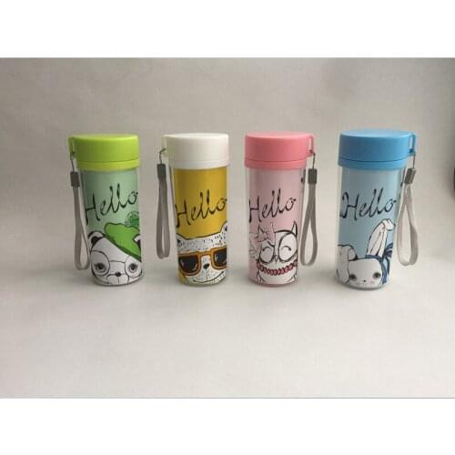 Water Bottle lovely animal pattern print Plastic 350ml Lemon H2O Portable Sports For Outdoor Sport Running Camping 1PCS