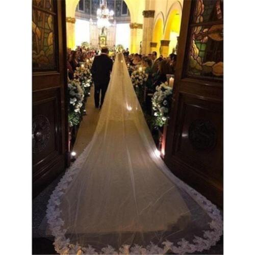 1 Layer 300cm, 350cm, 500cm Wedding Veil Lace Bridal Veils Long Veil In White ,Ivory