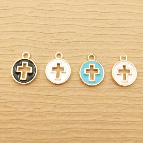 10pcs 11x15mm cross charm enamel charms for jewelry making fashion earring pendant necklace and bracelet charms