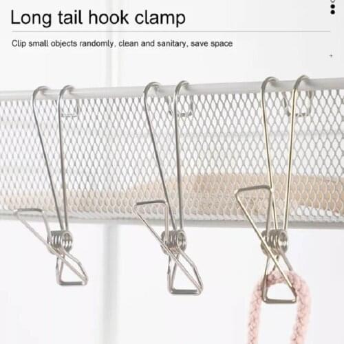 10Pcs Portable Stainless Steel Laundry Clothes Pegs Multi Purpose Photo Towel Clip Travel Clothespins Postcard Clamp Office