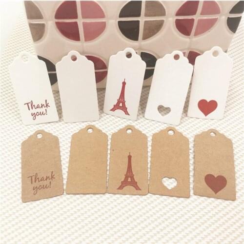 100Pcs 4x2cm Kraft Paper Wedding Party Favors Gift Tags Handmade Produce Note Packaging Labels Cake Hang Tags Wholesale Custom