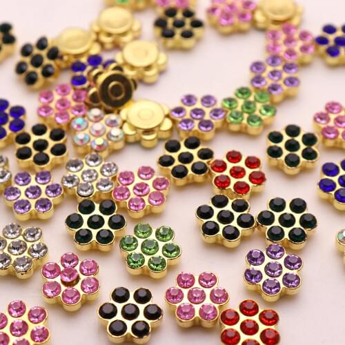 100pcs mix color Flower shape crystal rhinestone strass glue on rhinestones for DIY Jewelry Accessories garments decoration