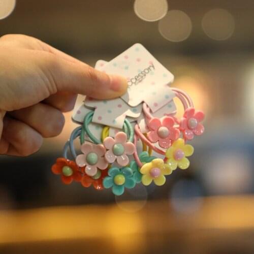 2PCS New Cartoon Cute Acrylic Flowers Princess Headwear Kids Elastic Hair Bands Children Ropes Girls Accessories Baby Headdress