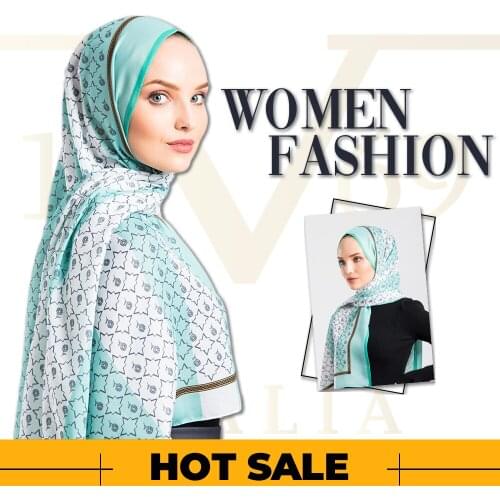 2020 Hot Sale Women 90x200 cm Water Green Pavia Shawl Silky Scarf Muslim Hijab Wrap Female Neck Warm Headband Face Mask Lady