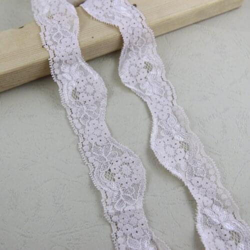 5 yards 3.3cm width beige Elastic Stretch Lace trim craft sewing accessories