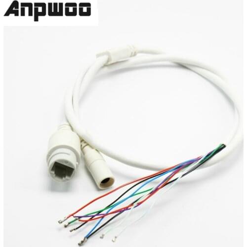 ANPWOO High Quality 9-Pin IP Camera Module Network Cable Pigtail 80cm 1/2/3/6 PoE RJ45 DC12V Power Supply 4In1 Waterproof Kit
