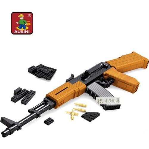 Ausini AK47 Building Blocks Gun Model Assembled Bricks Toy Gun Children Educational Military Block Toys Gift 617pcs