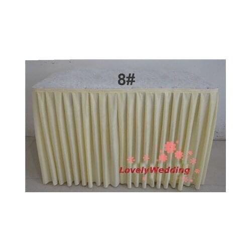 Free shipping high quality table skirt/ice silk table skirt for wedding table decoration