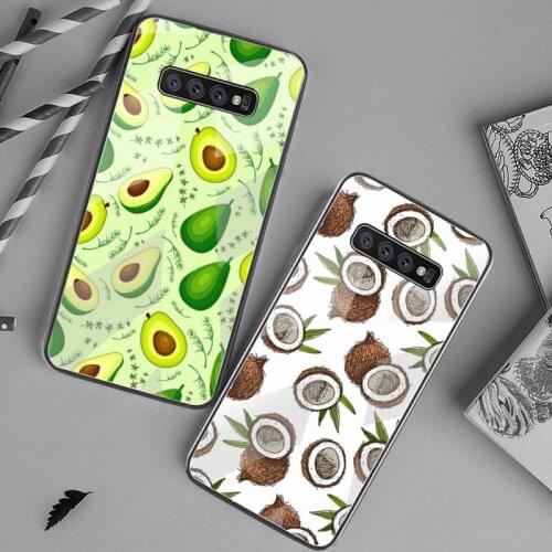 Green Avocado Coconut Phone Case Tempered Glass For Samsung S20 Plus S7 S8 S9 S10 Plus Note 8 9 10 Plus