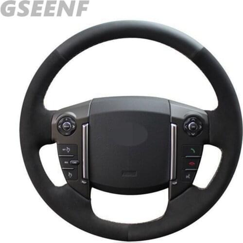 Car Steering Wheel Cover For Land Rover Freelander 2 2013-2015 Black Hand-stitched Suede DIY Steering Wheel Cover