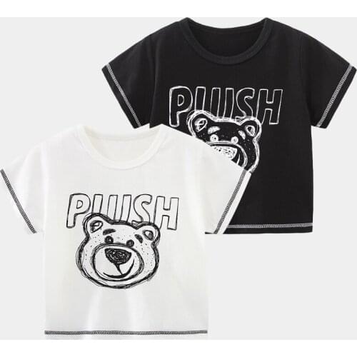 Kids Clothing 2-8 Y Baby Boys Cartoon Short Sleeve T Shirts 2021 Summer Children Korean Cute Bear T-shirts Cotton Tops for Boy
