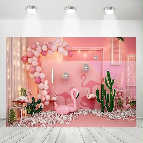 Mehofond Background Birthday Backdrop Baby Shower Pink Balloon Flower Photo Background Birthday Party Photocall Backdrop Prop