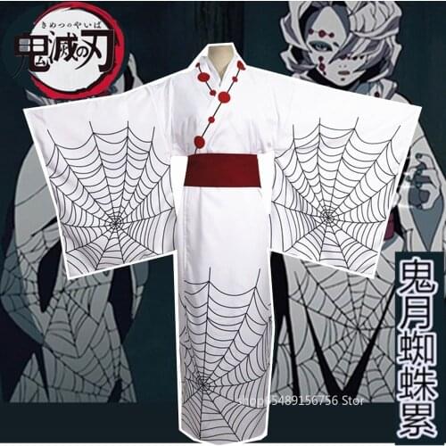 Demon Slayer Spider Oni Halloween Anime Cosplay Costume Uniform Kimetsu no Yaiba Ayaki Rui Kimono Full Set Party Outfit Gifts