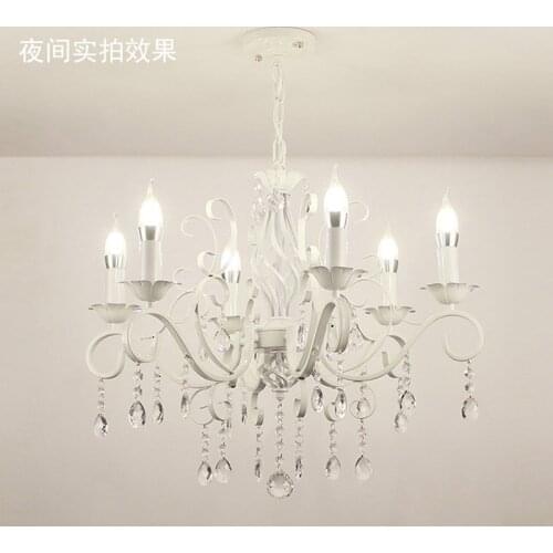 Chandelier Bedroom European style Princess Room pink girl warm marriage room lamp Korean pastoral crystal lamp Candle Chandelier