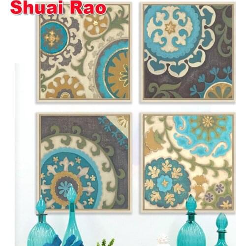 4 Piece Diamond Art Modern Moroccan decorative motifs pictures for living room decorative pictures painting Diamond embroidery