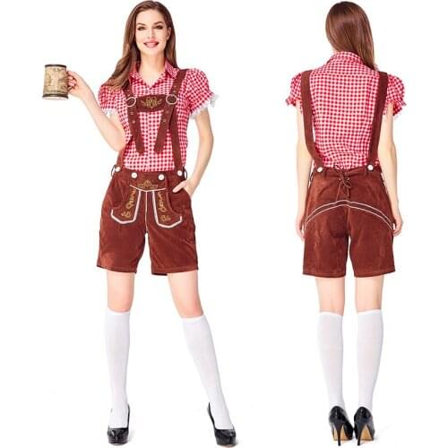 German traditional Pink Oktoberfest couple costumes European and American bar overalls Alpine costumes adult women
