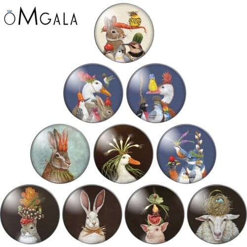 New beauty artistic Animals mixed 10pcs 8mm/10mm/12mm/18mm/20mm/25mm Round photo glass cabochon demo flat back Making findings