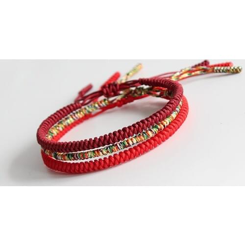 Original Multi Color Tibetan Buddhist Handmade Knots Lucky Rope Bracelet Size Adjustable Same Model As Leonardo DiCaprio Blessed