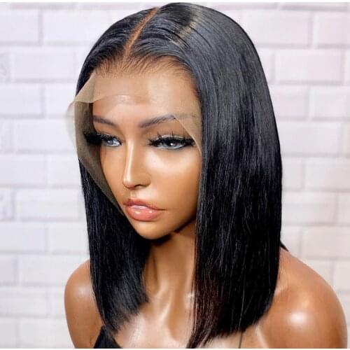 Human Hair Wig 4*4 Lace Closure Wigs Short Bob Wig For Black Women Remy Baby Hair Peruvian Lace Human Hair Closure Wigs