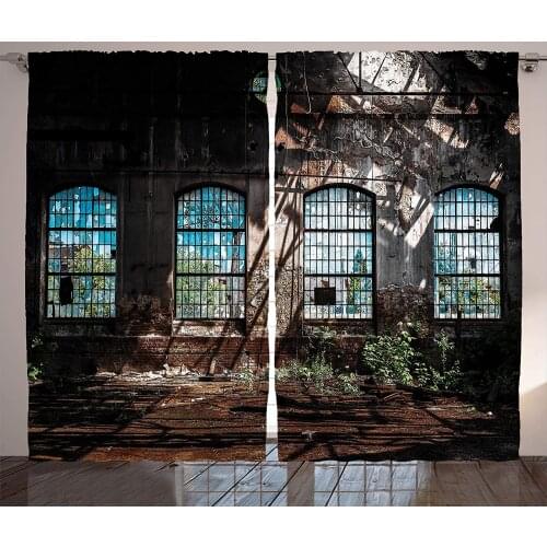 Industrial Window Curtains Home Decor Living Room Curtains Old Ruins Hallway Shadow Bedroom Window Drapes