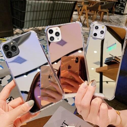 Luxury Clear Makeup Mirror Phone Case For iphone 11 12 Pro XS MAX Mini XR X 7 8 6S 6 Plus SE 2020 Shockproof Soft Silicone Cover